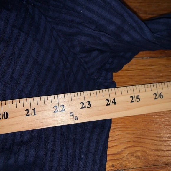 Lane Bryant size 20W 2X 1X blue eyelet blouse striped roll tab sleeves prairie - Picture 4 of 7